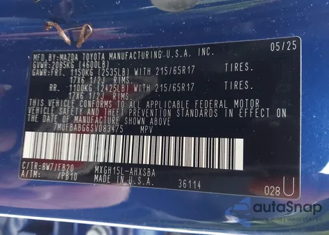 2025 Toyota Corolla Cross Hybrid Se z USA, uszkodzony, nr VIN 7MUFBABG6SV083475